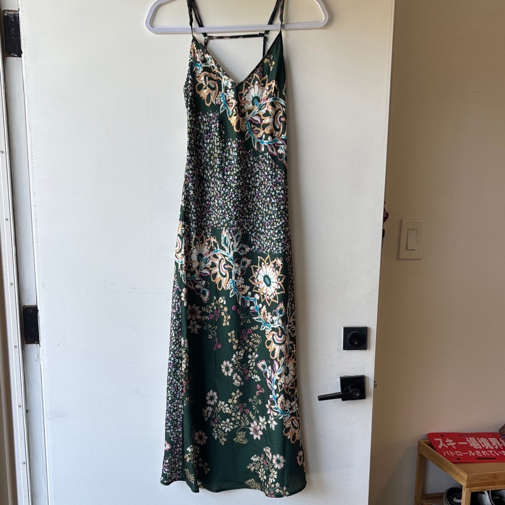Free People Dark Green Floral Maxi Dress